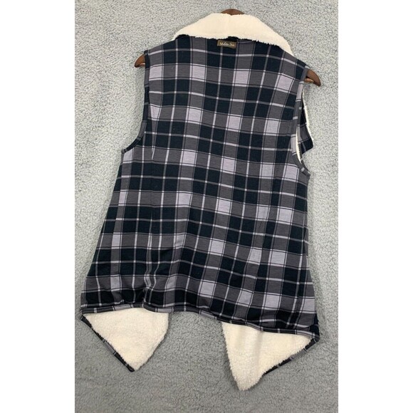 Matilda Jane (M) Medium Checkered Kimono Cardigan Vest Faux Fur Fleece - Picture 5 of 9